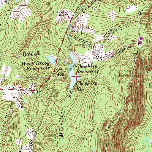 Topographic Map of Cheshire Reservoir, CT