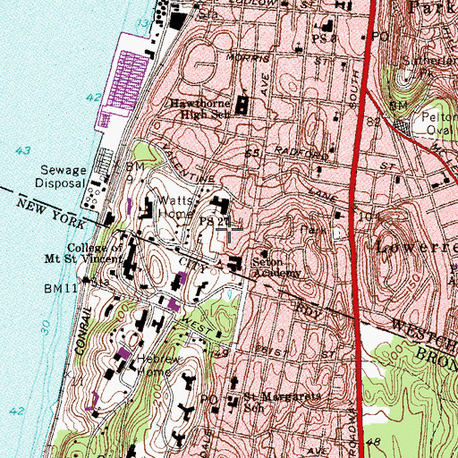 Topographic Map of Martin J Fay Memorial Park, NY