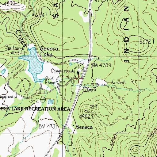 Topographic Map of Seneca Lake Recreation Area, AZ
