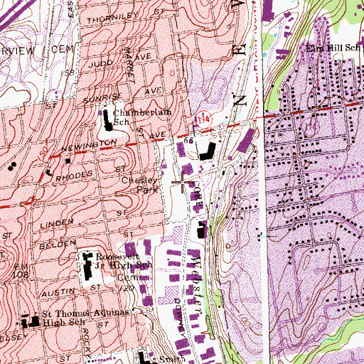 Topographic Map of Chesley Park, CT