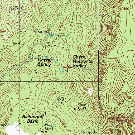 Topographic Map of Cherry Horizontal Spring, AZ