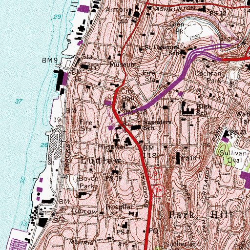 Topographic Map of Immaculate Conception Church, NY