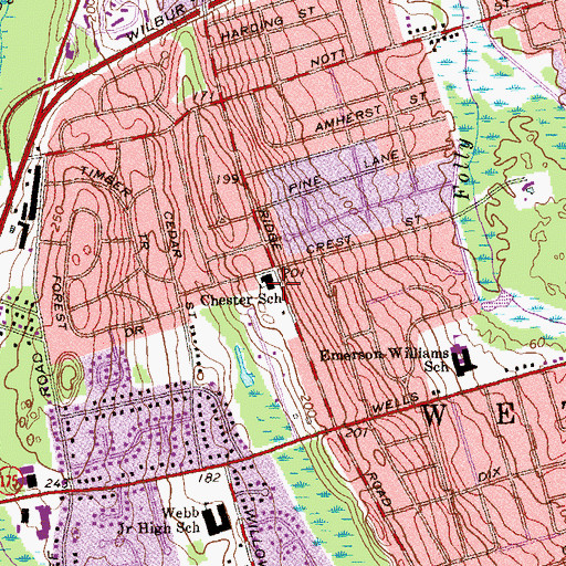 Topographic Map of Chester School, CT