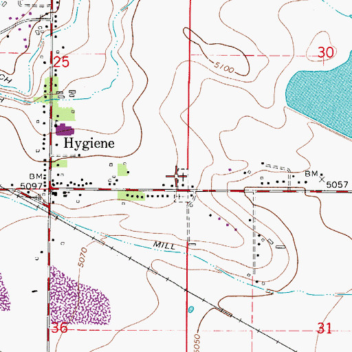 Topographic Map of Hygiene North Cemetery, CO