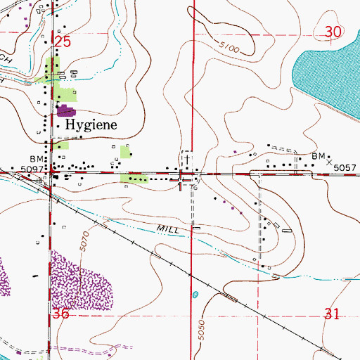 Topographic Map of Hygiene South Cemetery, CO