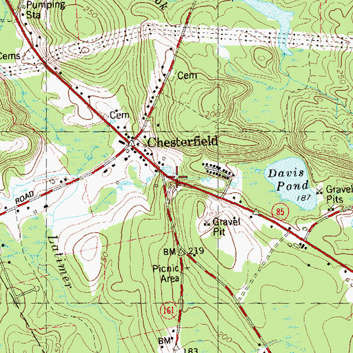 Topographic Map of Chesterfield, CT