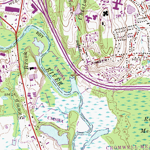 Topographic Map of Chestnut Brook, CT