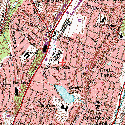 Topographic Map of Christ Evangelical Lutheran Church, NY