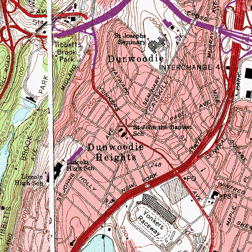 Topographic Map of Saint John the Baptist Catholic Church, NY