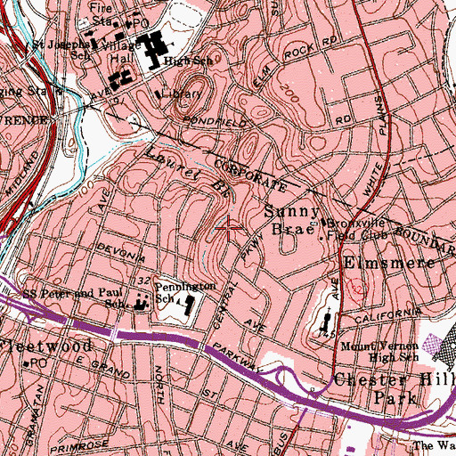 Topographic Map of Hunt Woods Park, NY