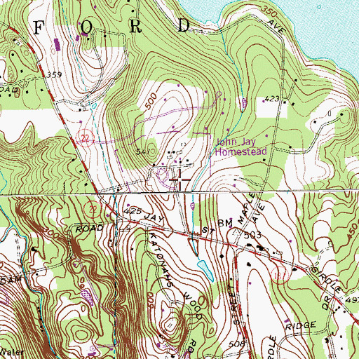 Topographic Map of John Jay Homestead State Historic Site, NY