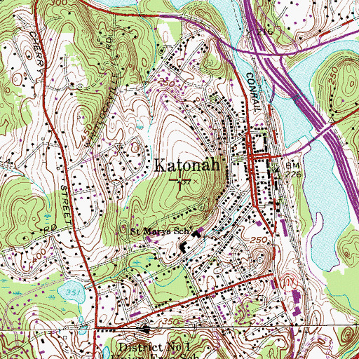 Topographic Map of Katonah Memorial Park, NY