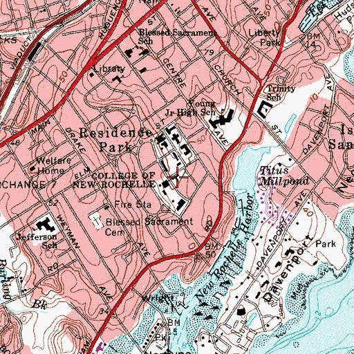 Topographic Map of Angela Hall, NY