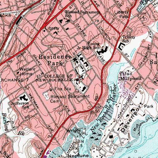 Topographic Map of Newman Hall, NY