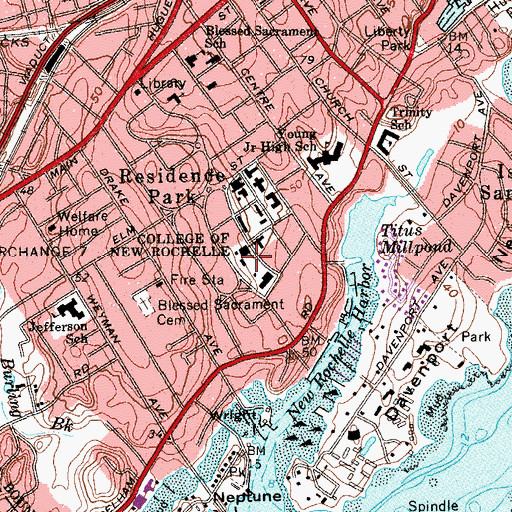 Topographic Map of Notre Dame Hall, NY