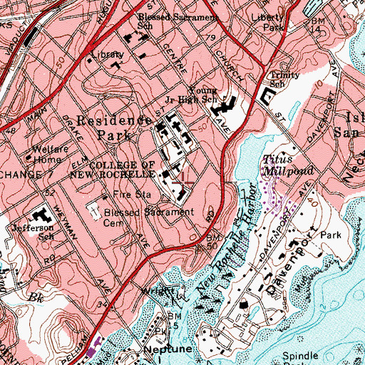 Topographic Map of Chelsea Hall, NY