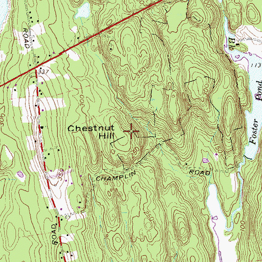 Topographic Map of Chestnut Hill, CT