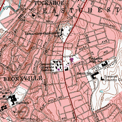 Topographic Map of Schoenfeld Campus Center, NY