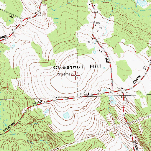 Topographic Map of Chestnut Hill, CT