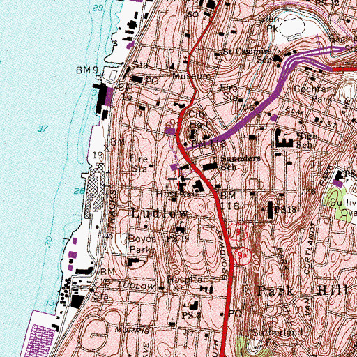 Topographic Map of Vark Street Park, NY