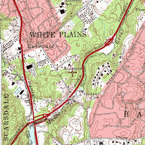 Topographic Map of Westwood Park, NY