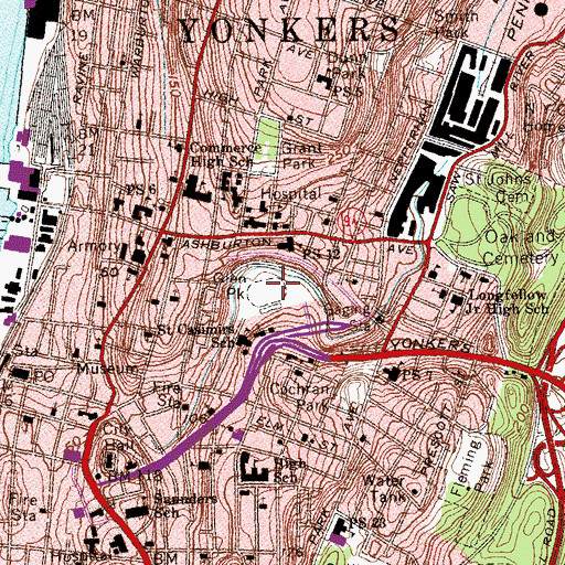 Topographic Map of Yonkers War Memorial Field, NY