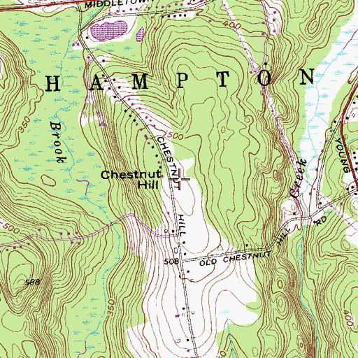 Topographic Map of Chestnut Hill, CT