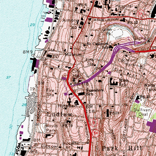 Topographic Map of Yonkers City Hall, NY