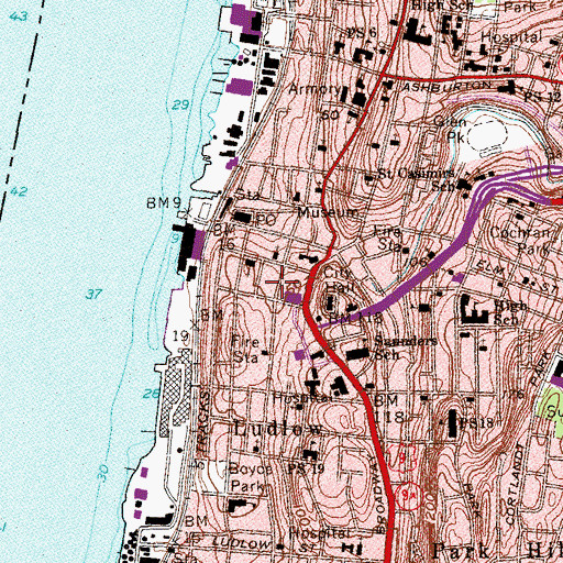 Topographic Map of Greenway Shopping Center, NY
