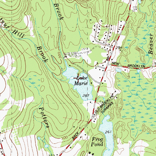 Topographic Map of Chestnut Hill Brook, CT