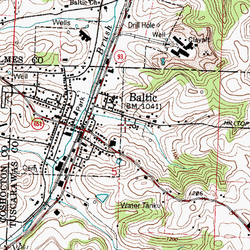 Topographic Map of Baltic Post Office, OH