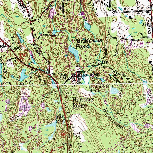 Topographic Map of Chestnut Hill Park, CT