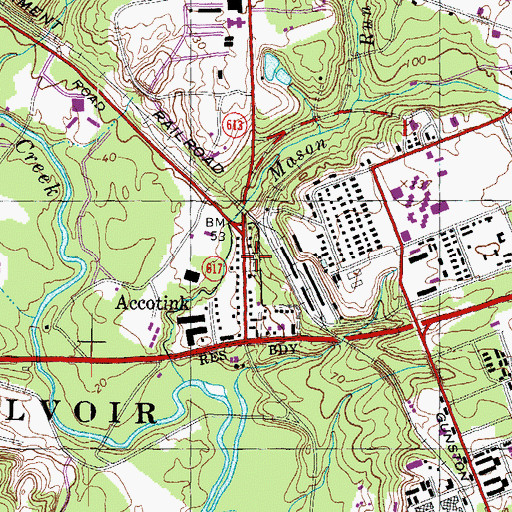 Topographic Map of Accotink United Methodist Church Cemetery, VA