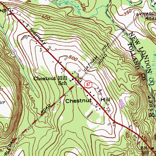 Topographic Map of Chestnut Hill School, CT
