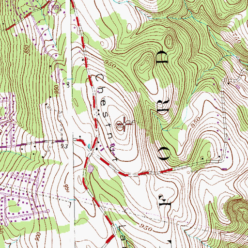 Topographic Map of Chestnut Lands, CT