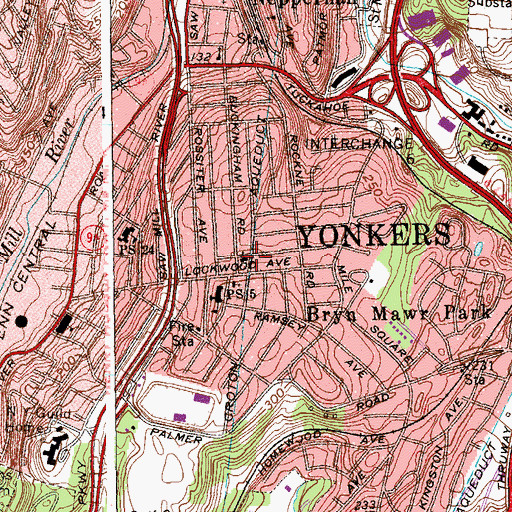 Topographic Map of Bryn Mawr Presbyterian Church, NY