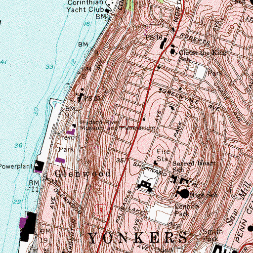 Topographic Map of Hudson View Baptist Church, NY