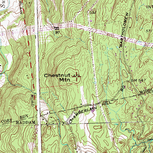 Topographic Map of Chestnut Mountain, CT