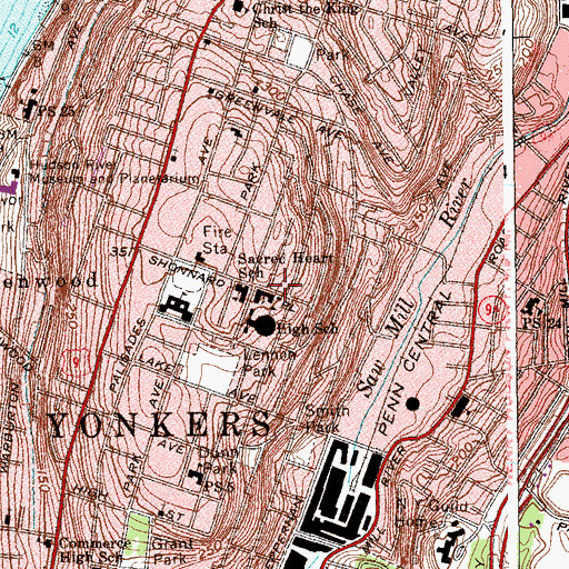 Topographic Map of Sacred Heart Roman Catholic Church, NY