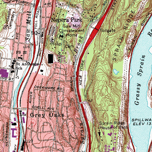 Topographic Map of Yonkers Tennis Center, NY