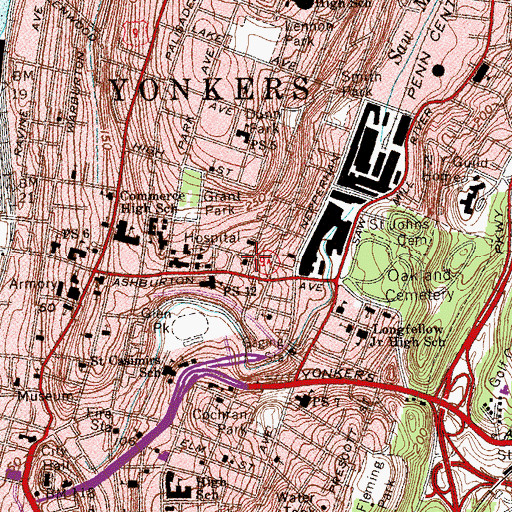 Topographic Map of Yonkers Fire Station 2 (historical), NY