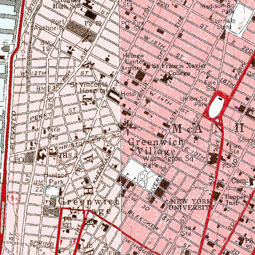 Topographic Map of Jefferson Market (historical), NY
