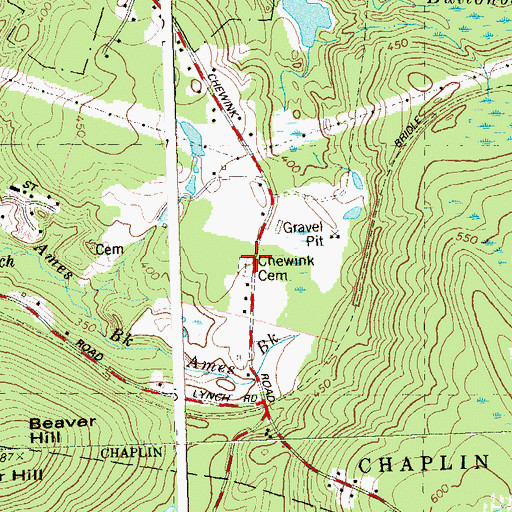 Topographic Map of Chewink Cemetery, CT
