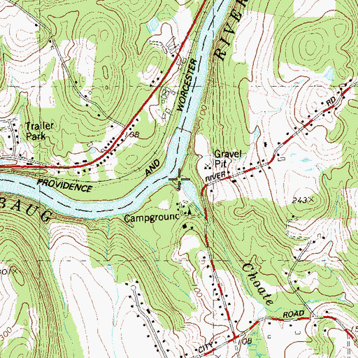 Topographic Map of Choate Brook, CT