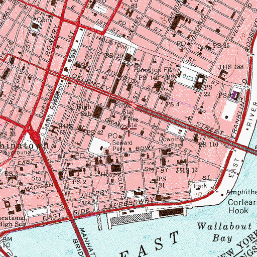Topographic Map of Lower East Side, NY