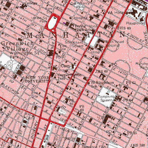 Topographic Map of East Village, NY