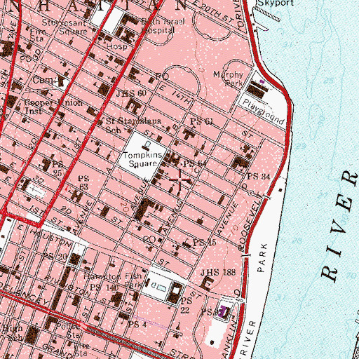 Topographic Map of Loisaida, NY