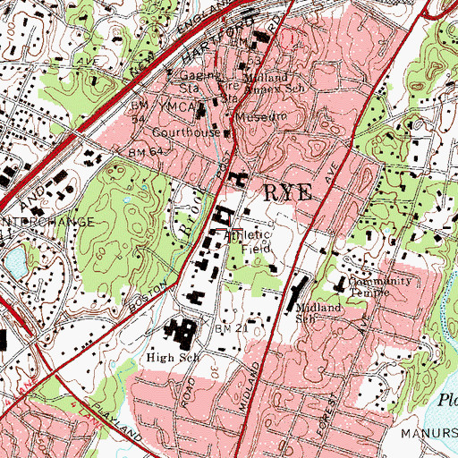 Topographic Map of Rye Church, NY