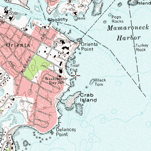 Topographic Map of Beach Point Yacht Club (historical), NY