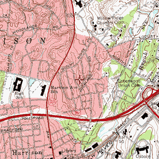 Topographic Map of Sunset Ridge, NY